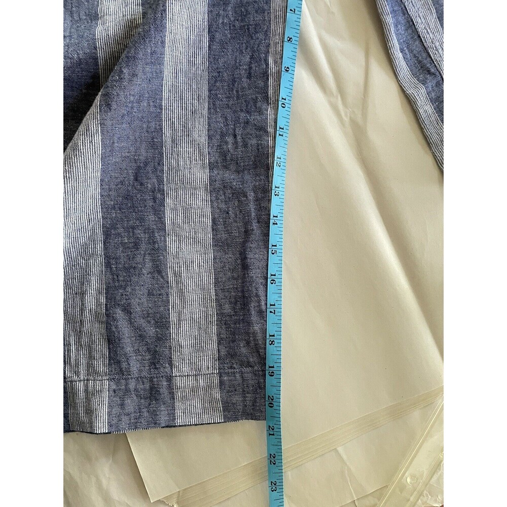 beach lunch lounge Womens Blue/White Stripe Linen Blend Wide Leg Crop Pant Sz M - Picture 8 of 8